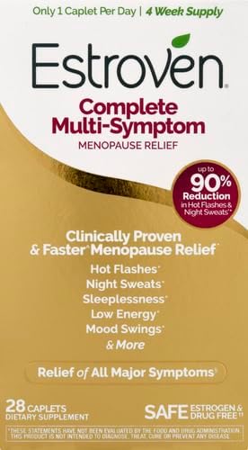 Estroven Complete Multi-Symptom Menopause Supplement for Women,28 Ct.,Clinically Proven Ingredient Provide Menopause Relief & Night Sweats & Hot Flash Relief* Drug-Free-& Non-GMO,(Pack of 2)