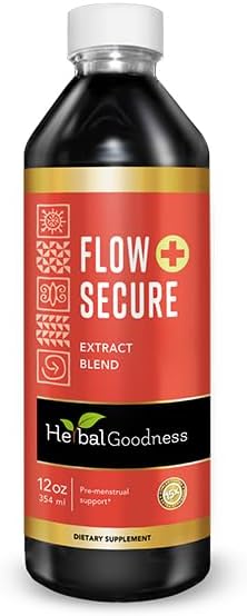 Flow Secure 12oz - Premium Menstrual Cycle Support Buddy, Enriched with Womens Vitamins for Hormone and Estrogen Balance as Well as Cognitive and Mood Boost - 1btl - Herbal Goodness