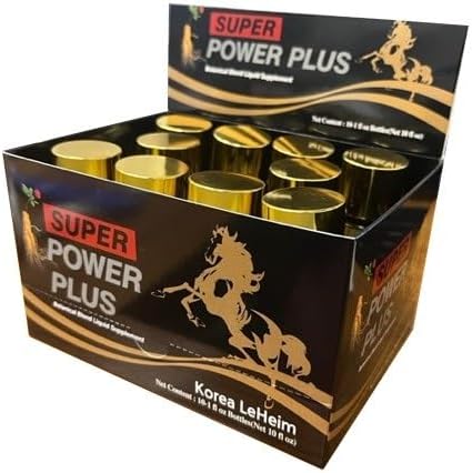 Elestoria Power Plus Super - 10 Bottles Super Power-Plus Botanical Blend Liquid Supplement (1 FL OZ) Korean Ginseng Extract Ginseng Supplement Natural Men Tonic Ginseng Root Korean Red Ginseng Drops