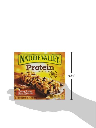 Nature Valley Protein Chewy Snack Bars, Peanut Butter Dark Chocolate, 5 Bars, 7.1 oz