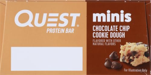 Quest Nutrition Mini Chocolate Chip Cookie Dough Protein Bars,8g Protein,1g Sugar,2g Net Carbs,Gluten Free,14 Count (Pack of 2)
