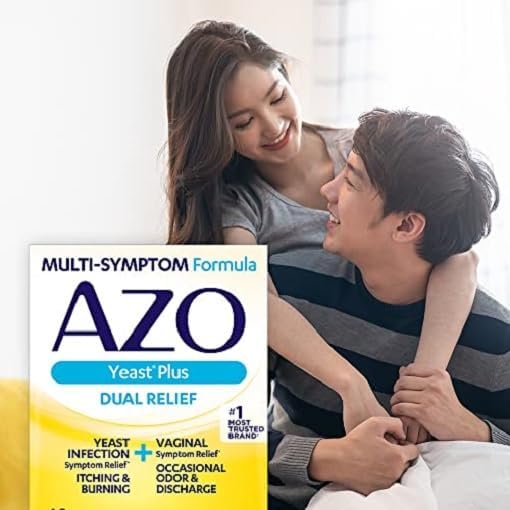 AZO Yeast Plus Dual Relief Tablets, Yeast Infection and Vaginal Symptom Relief, Relieves Vaginal Itching & Burning, 60 Count