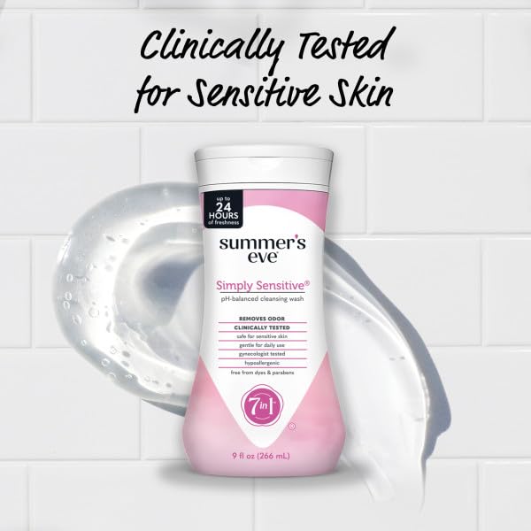 Summers Eve Cleansing Wash, for Sensitive Skin, Simply Sensitive 9 Oz (Pack of 3)