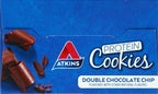 Atkins Double Chocolate Chip Protein Cookie, Protein Dessert, Rich in Fiber, 3g Net Carbs, 1g Sugar, Keto Friendly, 4 Count