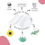 Stall Mates Wipes Feminine Fresh - Flushable | Individually Wrapped Cleansing Travel Friendly PH balanced Unscented with Sunflower, Rosemary and Aloe (90 on-the-go singles) BULK PACK