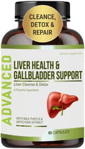 Liver Health Formula and Gallbladder Support-Liver Cleanse Detox & Repair to Support Liver Renew with Artichoke Extract, Milk Thistle, Dandelion Leaf. Liver Detox Supplements for Liver Support.