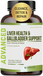 Liver Health Formula and Gallbladder Support-Liver Cleanse Detox & Repair to Support Liver Renew with Artichoke Extract, Milk Thistle, Dandelion Leaf. Liver Detox Supplements for Liver Support.