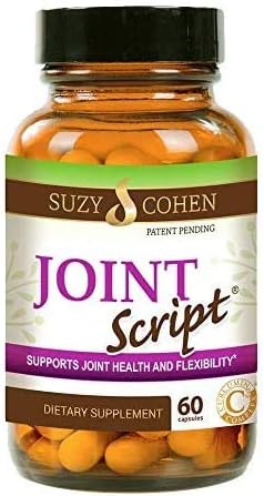 Suzy Cohen Joint Script Joint Support Supplement with Hyaluronic Acid, C3 Curcumin Turmeric Extract, MSM, Collagen Peptides, Ginger, and Boswellia for Maximum Flexibility, Tendon and Cartilage Health
