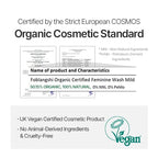 100% Natural Ingredients, Premium Organic Feminine Wash, pH Balanced, Fragrance Free Intimate Cleanser, Gentle Daily Foam with Probiotics, Sensitive Skin, Reduce Odor, Vegan, Korea No.1