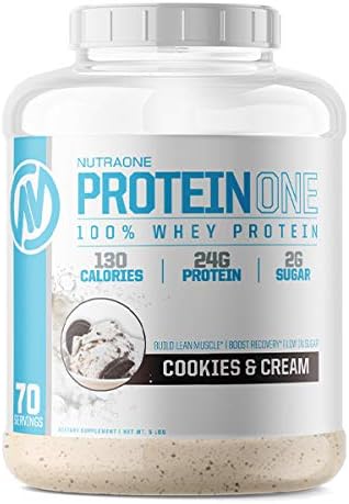NutraOne ProteinOne Whey Protein Promote Recovery and Build Muscle with a Protein Shake Powder for Men & Women (Cookies & Cream, 5 LB)