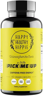 Natural Energy Pills – Caffeine Free – Mental Booster – with Rhodiola Rosea, Dandelion Root, Bacopa, Ginseng Extract – 7 Herbs & Absorption Enhancing Piperine – Vegan, Non-GMO, 60 Ct