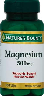 Nature's Bounty Magnesium, Mineral Supplement, Supports Bone and Muscle Health, 500 mg, Coated Tablets, 100 Count (Pack of 3)