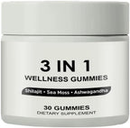 3 in 1 Gummies for Men Supports Natural Energy,Shilajit, Sea Moss, and Ashwagandha, 3 in 1 Shilajit Gummies for Men