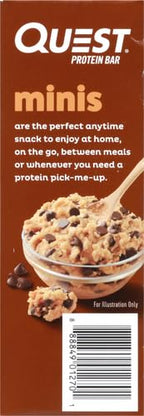 Quest Nutrition Mini Chocolate Chip Cookie Dough Protein Bars,8g Protein,1g Sugar,2g Net Carbs,Gluten Free,14 Count (Pack of 2)