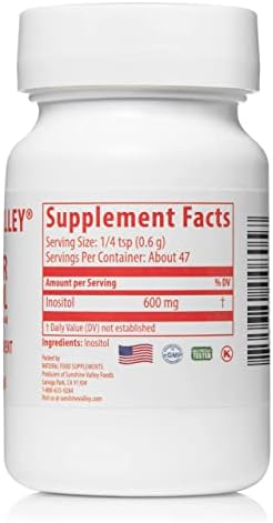 Sunshine Valley® Super Inositol Powder – Dietary Supplement, Wellness & Healthy Lifestyle – Unflavored Powder – 1 oz