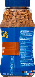 PLANTERS Honey Roasted Peanuts,Dry Roasted Peanuts,Party Snack,Plant-Based Protein,After School Snack,Sweet and Salty,Salted Nuts,Sea Salt & Honey,Snacks for Adults,Kosher,16oz Jar,(Pack of 4)