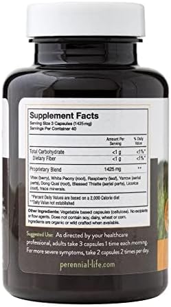 Perennial Healthy Cycles – PMS and Period Relief Supplement with Vitex, Dong Quai, and Raspberry Leaf – Supports Menstrual Balance and Comfort – Natural Formula for Women’s Cycle Health – 120 Capsules