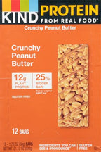 KIND Protein Snack Bar, Crunchy Peanut Butter, Healthy Snacks, Gluten Free, 12g Plant Protein, 12 Count (Pack of 2)