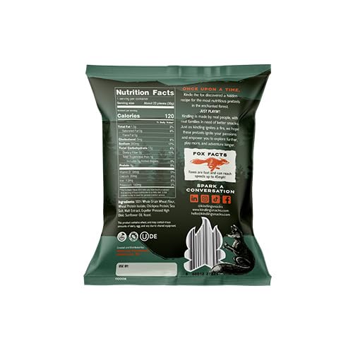 Kindling Protein Pretzels - Sea Salt | Protein-Packed Snack Size Bags | Kosher | 8-9g Protein Per Serving | No Artificial Flavors, Soy-Free | Lunches, Office Snacks, & On-the-Go | 16-Count (1.06oz Bags)