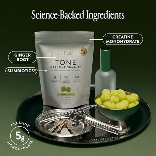 Arrae Tone Gummies – Creatine Monohydrate 5g for Women – Support Lean Muscle, Strength & Recovery – Sour Watermelon – 60 Count