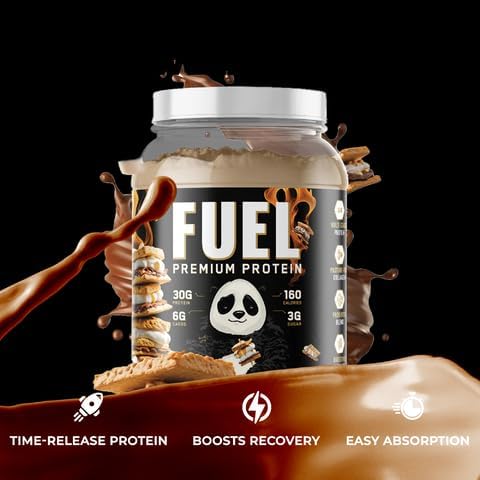 Underground Bio Labs Panda Fuel Premium Protein Whey,Hydrolyzed Collagen,Casein,Probiotics, Enzymes, Keto Friendly,Time Release, 25 Servings (2.5 Pound, Campfire S'Mores)