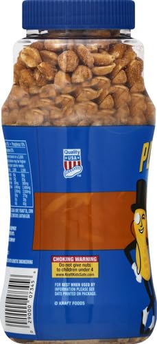 PLANTERS Honey Roasted Peanuts,Dry Roasted Peanuts,Party Snack,Plant-Based Protein,After School Snack,Sweet and Salty,Salted Nuts,Sea Salt & Honey,Snacks for Adults,Kosher,16oz Jar,(Pack of 4)