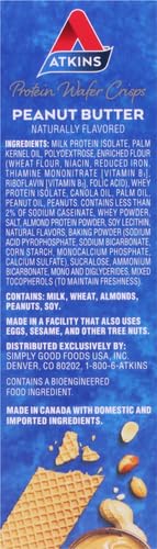 Atkins Peanut Butter Protein Wafer Crisps, Protein Dessert, 4g Net Carb, 1g Sugar, Keto Friendly, 5 Count (Pack of 4)