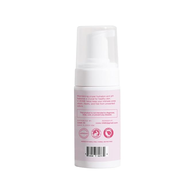 VZone Daily Feminine Foam Wash – Feminine Wash for Women with Hyaluronic Acid, Lactic Acid and Cranberry Extract – Odor Control, pH Balanced, Fragrance-Free, Paraben-Free, Vegan (3.4 OZ)