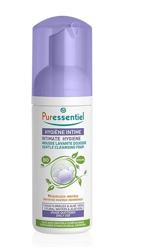 Puressentiel Feminine Wash Ph Balance Vaginial Gentle Cleansing Foam for Womens Hygiene 99.6% Natural Origin Organic Vegan EcoCertified Made in France fl oz, Unscented, 5.5 Ounce