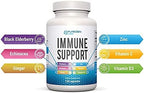 6 in 1 Immune Support 120 Capsules with Powerful Blend of Elderberry, Echinacea, Ginger, Vitamin C 650mg, Vitamin D3 5000 IU & Zinc Picolinate 30mg- Immune Booster Supplement for Adults and Kids