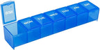 EZY DOSE Weekly (7-Day) Daily Pill Case, Medicine Planner, Vitamin Organizer, Supplement Container, Convenient and Easy to Use, Large Compartments, Travel Friendly, Blue, Made in the USA, BPA Free