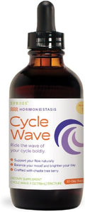 SPRIGS Cycle Wave Phase 1 Hormonal Support Kit for Tween Girls | Supplements to Promote a Healthy Menstrual Cycle & Balance Mood | 4 Oz Herbal Tincture & 60 Wheat Germ Oil Softgels for a 30 Day Supply