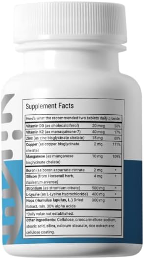 Advanced Bionutritionals – Ultimate Bone Support Supplement, Strontium, Silica, Vitamin K2 and D3, Support Bone Health, Bone Strength, Non GMO, Gluten Free, Dairy Free, Soy Free, Vegan (60 Tablets)
