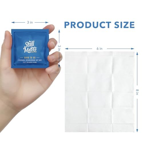 Stall Mates Witch Hazel: Flushable Wipes, Individually Wrapped, Travel Friendly, Soothing, Unscented with Cucumber, Aloe and Chamomile, (90 on-the-go singles) BULK PACK