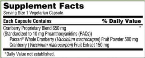 Pacran Cranberry 650 mg, 140 Vegetarian Capsules + Bundle with Weekly Pill Organizer (2 Items)
