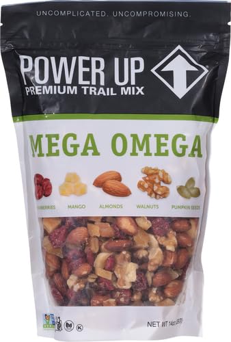 Power Up Trail Mix,Mega Omega Trail Mix,Non-GMO,Vegan,Gluten Free,No Artificial Ingredients,Gourmet Nut,14 Ounce Bag,(Pack of 4)