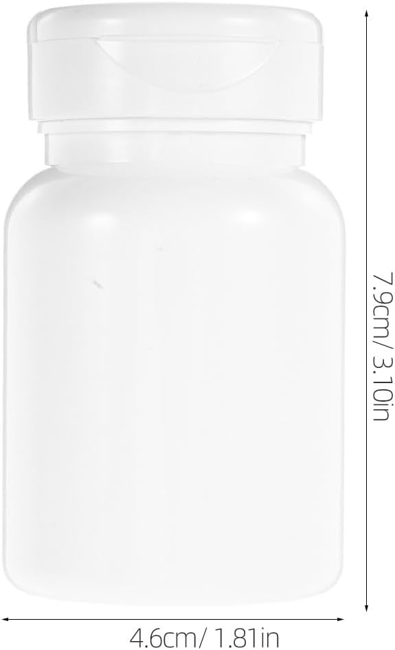 Zerodeko 5pcs 80cc White Plastic Pill Container with Lid, Small Travel Medicine Bottle for Capsules, Powder, Tablets Storage, Portable Mini Pill Organizer for Daily Use