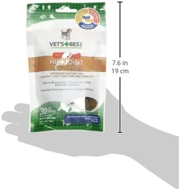 Vet's Best Advanced Hip & Joint Soft Chew Dog Supplements - Formulated with Glucosamine and Chondroitin to Support Dog Joint and Cartilage Health -30 Day Supply
