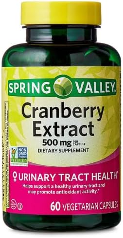 Spring Valley Cranberry Extract Vegetarian Capsules, 500mg, 60 Count + Dri Store Sticker.