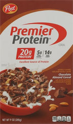 Premier Protein Chocolate Almond Cereal, Chocolatey Protein Cereal Flakes with Sliced Almonds, Contains 20g of Protein Per Serving, 9 OZ Box (Pack of 2)