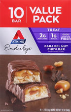 Atkins Endulge Caramel Nut Chew Bar, Low Sugar Snack, Dessert Bar, High Fiber Bar 1g Sugar, 10 Count