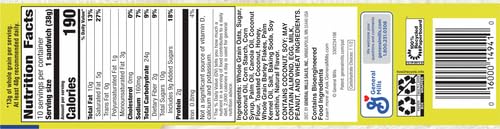 Nature Valley Biscuit Sandwiches, Coconut Butter, Snack Bars, 13.5 oz,10 Count (Pack of 2)