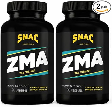 SNAC ZMA The Original Sleep & Recovery Supplement - Supports Muscle Recovery, Restful Sleep, Relaxation, Stress Relief and Immune Support with Magnesium, Zinc & Vitamin B6, 90 Veggie Capsules, 2 Pack