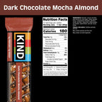 KIND Bars, Dark Chocolate Mocha Almond, Healthy Snacks, Gluten Free, Low Sugar, 5g Protein, 12 Count