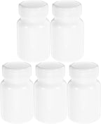 Zerodeko 5pcs 80cc White Plastic Pill Container with Lid, Small Travel Medicine Bottle for Capsules, Powder, Tablets Storage, Portable Mini Pill Organizer for Daily Use