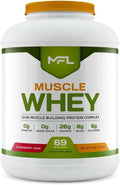 MFL Muscle Whey Protein l 28g of Protein l 8g BCAAs l Keto Friendly l Low Carbs l 5 lbs. (Strawberry Cake)