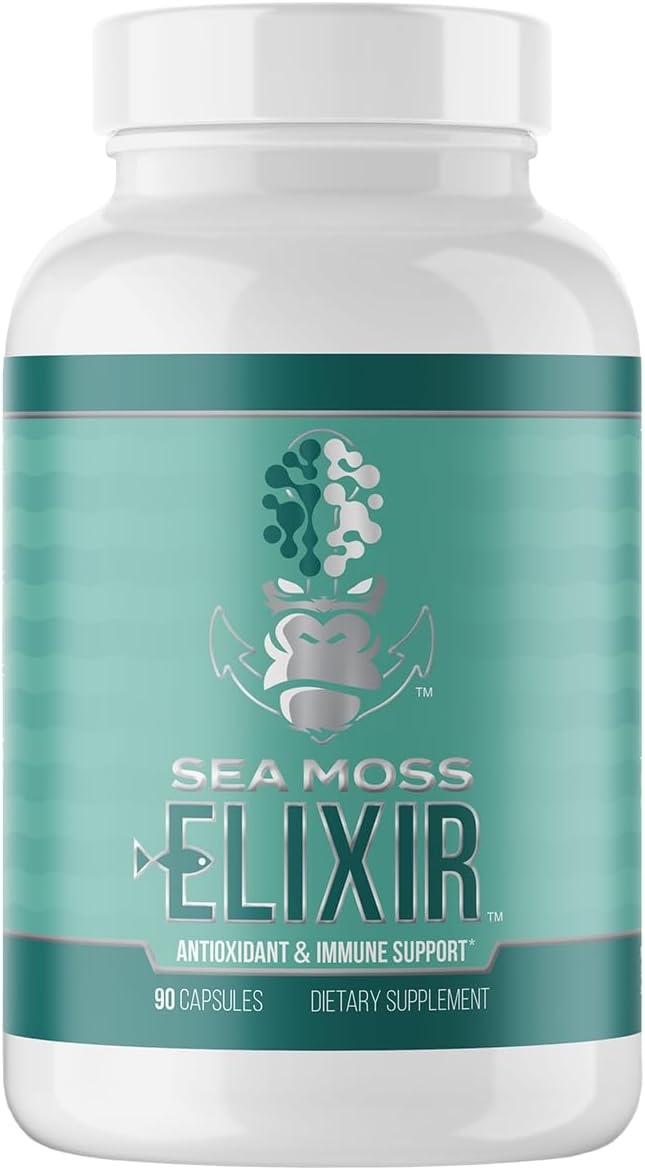 Gorilla Mind Sea Moss Elixir Capsules | Antioxidant Immune Support with Marine Macroalgae & Botanicals | Promotes Basal Metabolic Rate, Joint Comfort, and Cellular Health | 90ct Dietary Supplement