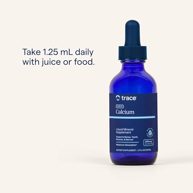 Trace Minerals Ionic Calcium - Liquid Ionic Calcium for Strong Bones - Healthy Nerves, Teeth & Muscle Function - Mineral Supplement - Vegan & Gluten-Free - 2 fl oz (48 Servings)