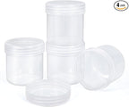 TSA Approved Wide Mouth Travel Size Containers, PP Clear Leak Proof Travel Plastic Jars with Lids for Creams Lotion Cosmetic, Jewelry Beads, Sample, Small Items Storage (3.4 oz, 4 Pcs)
