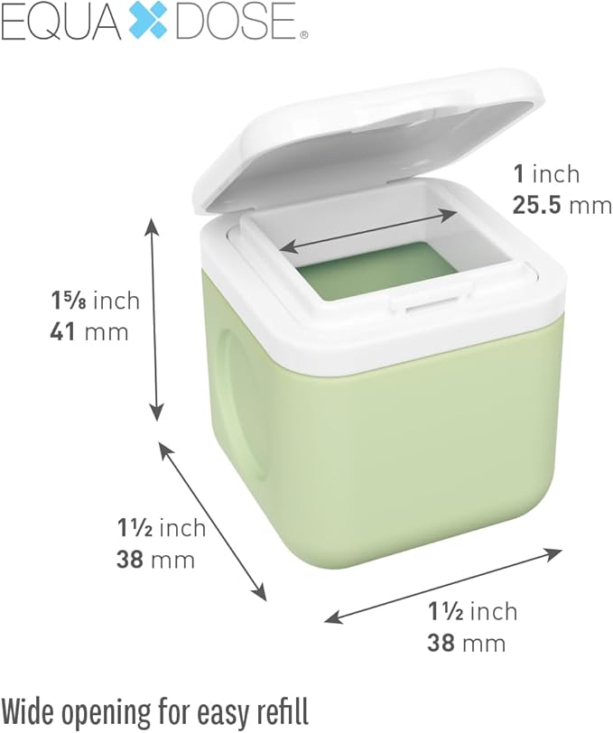 Equadose Magnetic Silicone Storage Container, Modular Supplement & Travel Organizer, Reusable Soft Silicone Vitamin Jar, Fridge-Mountable, Deep Capacity, Secure Flip Lids, Sage, BPA-Free